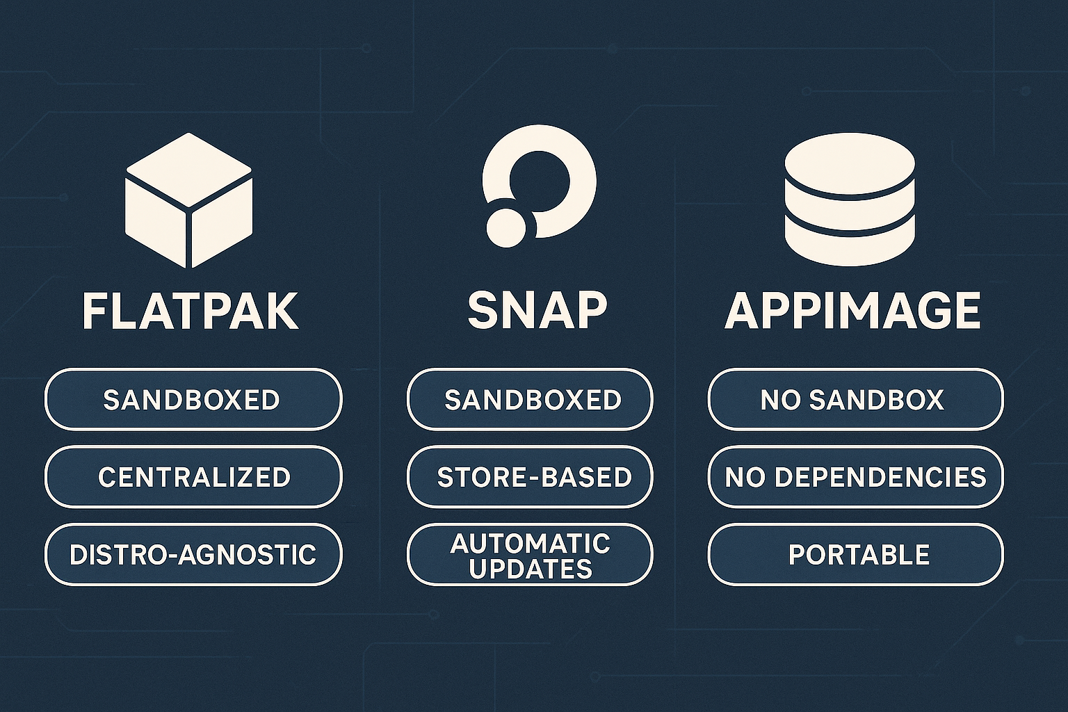 Flatpak, Snap ve AppImage Nedir? Hangisi Ne Zaman Kullanılır? Görseli