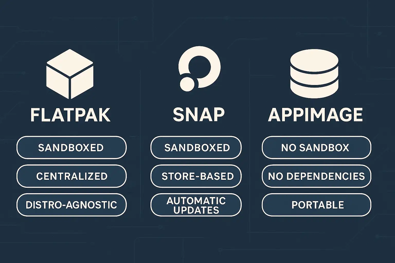 Flatpak, Snap ve AppImage Nedir? Hangisi Ne Zaman Kullanılır? Görseli